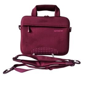 Samsonite Laptop Sleeve Bag Unisex OS Burgundy Neoprene Padded Shoulder Strap